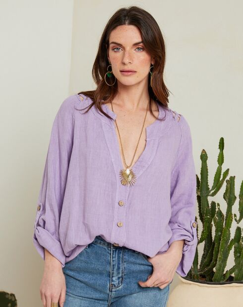 Léa lilac Tunika aus 100% Leinen