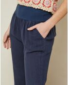 Pantalon 100% Lin Anahita Provence marine