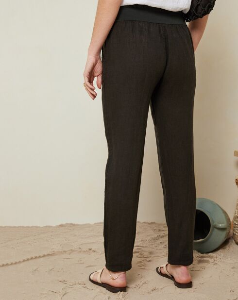Schwarze Hose Anahita Provence aus 100% Leinen