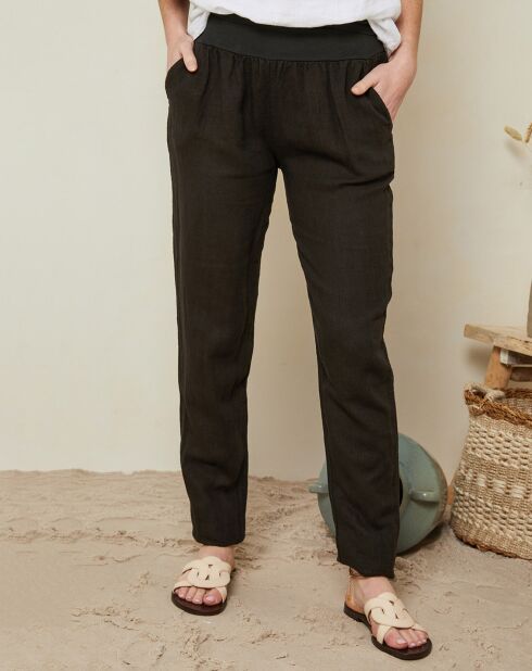 Schwarze Hose Anahita Provence aus 100% Leinen
