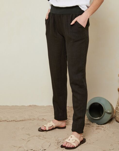 Schwarze Hose Anahita Provence aus 100% Leinen