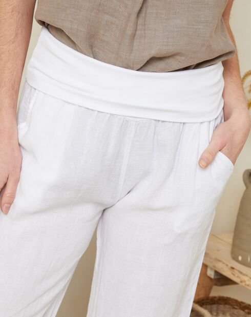 Andrea Valencia Weiße Hose aus 100% Leinen