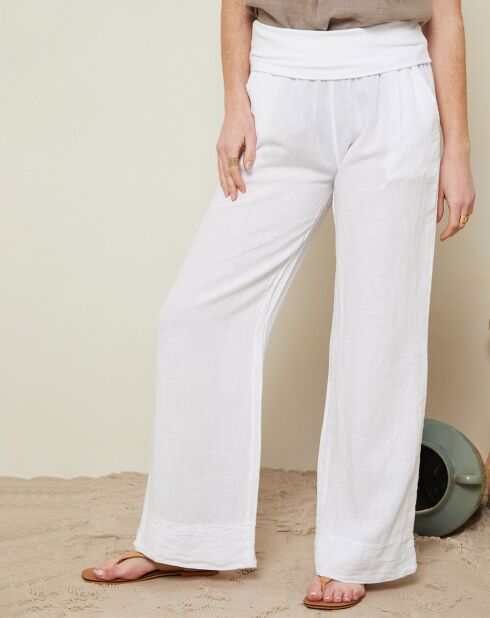 Pantalon 100% Lin Andrea Valencia blanc