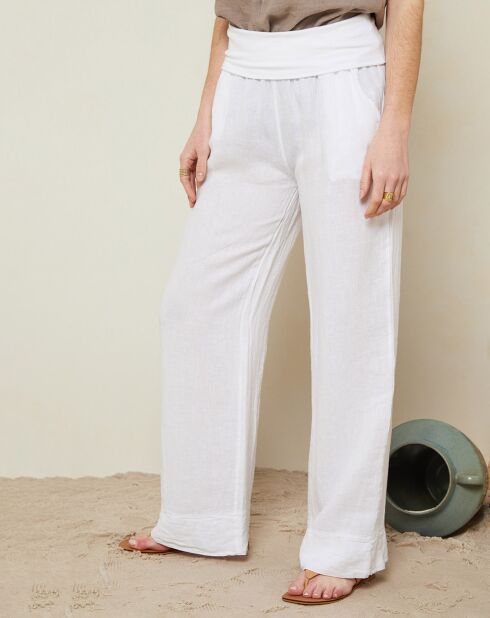 Pantalon 100% Lin Andrea Valencia blanc