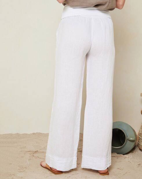 Andrea Valencia Weiße Hose aus 100% Leinen