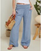 Pantalon 100% Lin Amber à poches bleu indigo