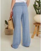 Pantalon 100% Lin Amber à poches bleu indigo