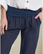 Pantalon 100% Lin Andrea Valencia marine