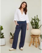 Pantalon 100% Lin Andrea Valencia marine