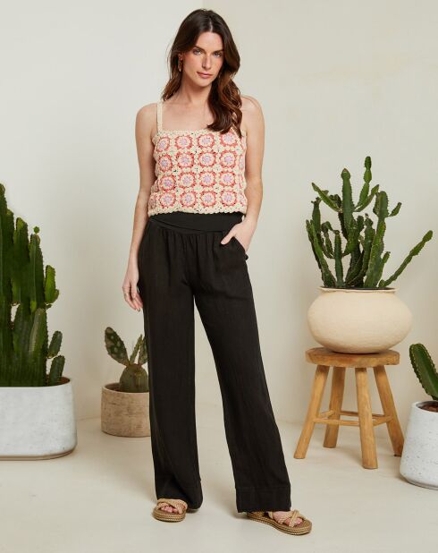 Andrea Valencia Schwarze Hose aus 100% Leinen