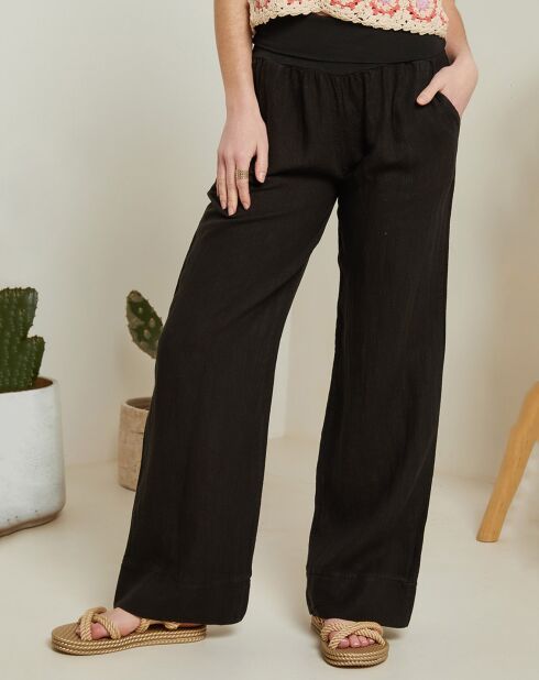 Andrea Valencia Schwarze Hose aus 100% Leinen