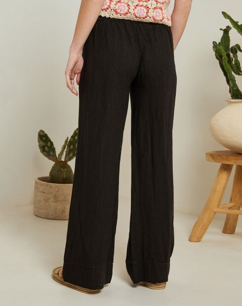 Andrea Valencia Schwarze Hose aus 100% Leinen