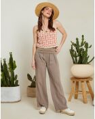 Pantalon 100% Lin Andrea Valencia marron taupe