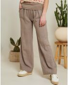 Pantalon 100% Lin Andrea Valencia marron taupe