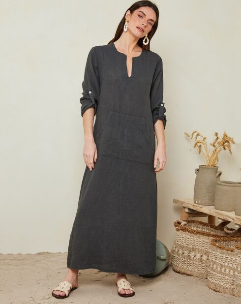 Abito Clara 100% lino antracite