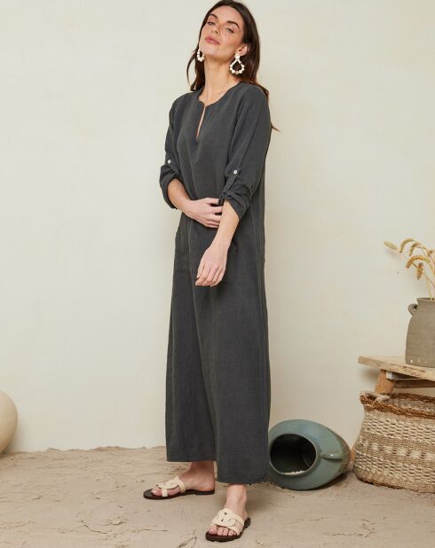 Abito Clara 100% lino antracite