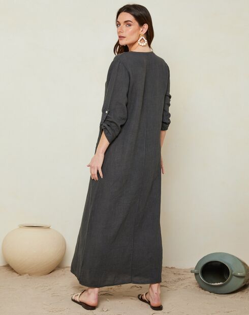 Abito Clara 100% lino antracite