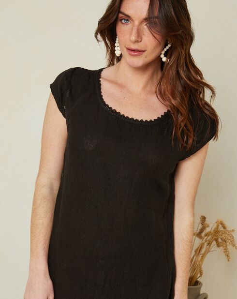 Schwarzes Kleid Marie aus 100% Leinen