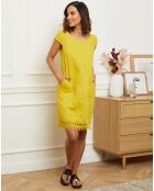 Robe 100% Lin Ambre jaune