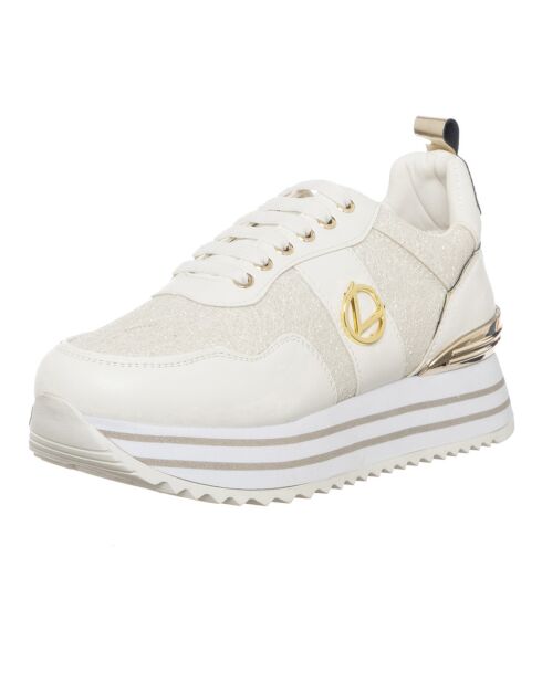 Sneakers Lurex blanc/doré