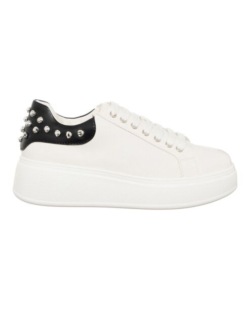 Sneakers Fama blanc/noir - Plateforme 5 cm