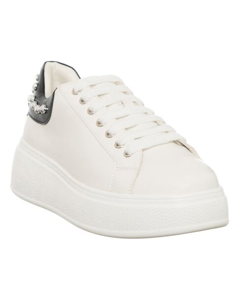 Sneakers Fama blanc/noir - Plateforme 5 cm