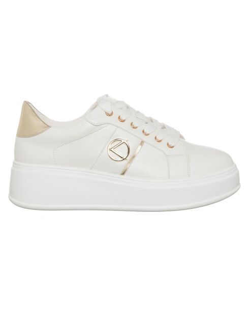Sneakers Lona écru/doré - Plateforme 5 cm