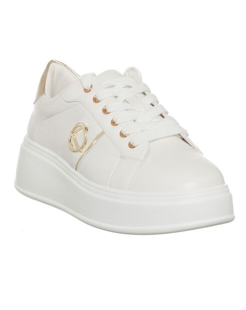 Sneakers Lona écru/doré - Plateforme 5 cm