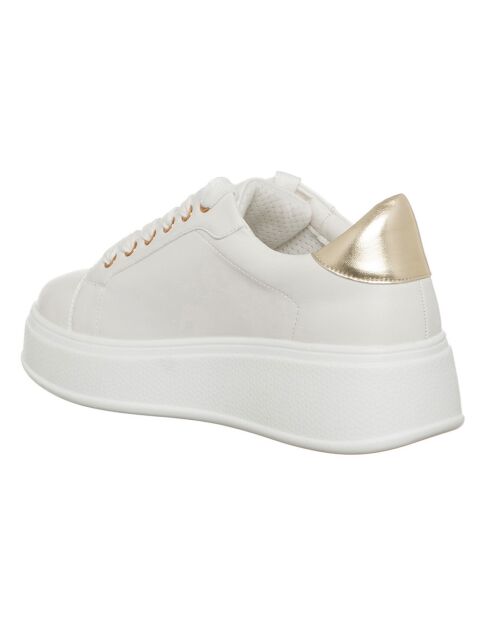 Sneakers Lona écru/doré - Plateforme 5 cm