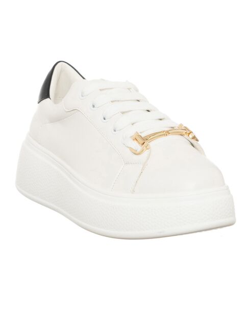 Sneakers Sona blanc/noir - Plateforme 5 cm