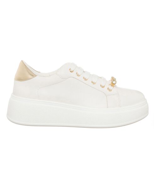 Sneakers Noa écru/doré - Plateforme 5 cm