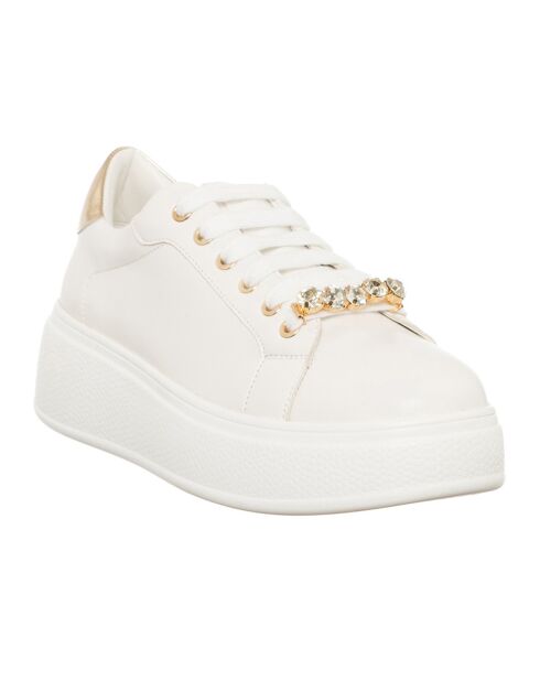 Sneakers Noa écru/doré - Plateforme 5 cm