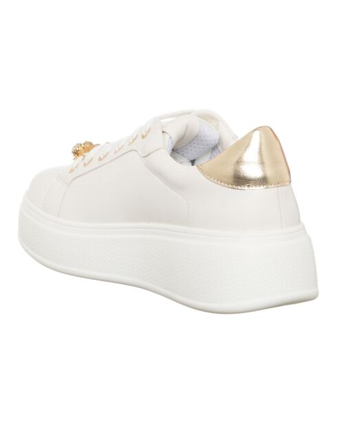 Sneakers Noa écru/doré - Plateforme 5 cm