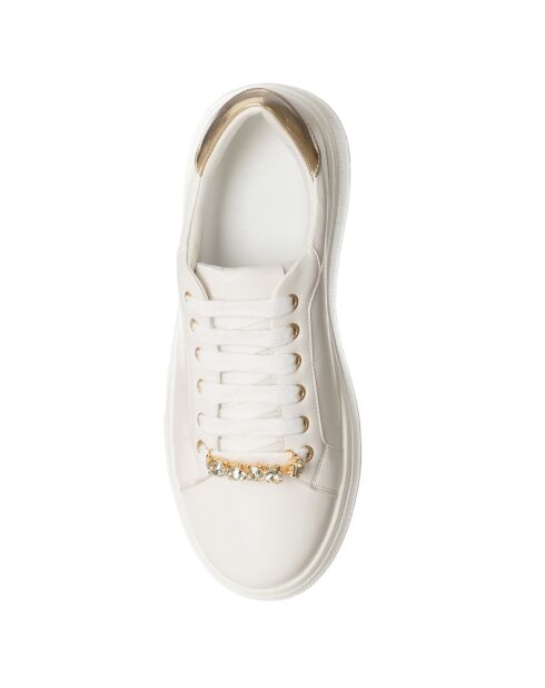 Sneakers Noa écru/doré - Plateforme 5 cm