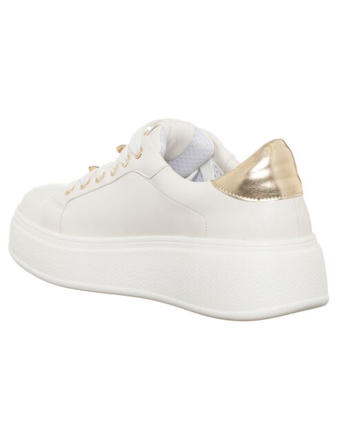 Sneakers Foa blanc/doré - Plateforme 5 cm