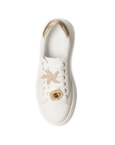 Sneakers Liz blanc/doré - Plateforme 5 cm