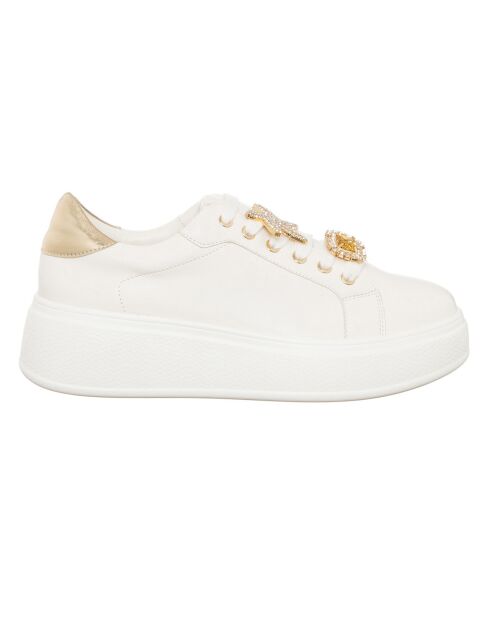 Sneakers Liz blanc/doré - Plateforme 5 cm