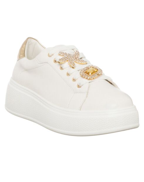 Sneakers Liz blanc/doré - Plateforme 5 cm