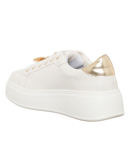Sneakers Liz blanc/doré - Plateforme 5 cm
