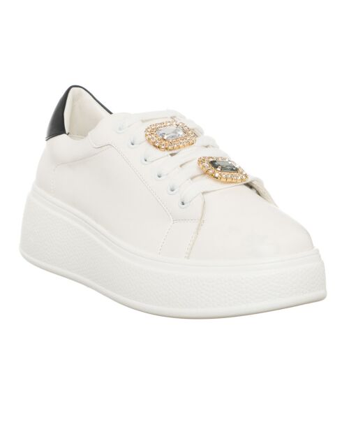 Sneakers Bianca blanc/noir/doré - Plateforme 5 cm