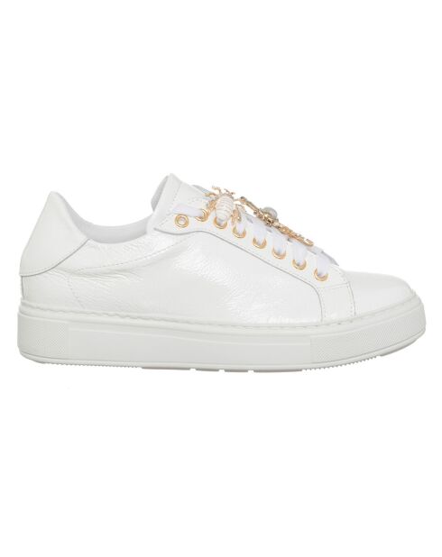 Sneakers en Cuir Napla blanc/doré