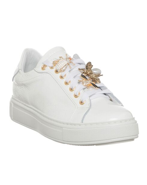 Sneakers en Cuir Napla blanc/doré