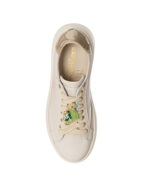 Sneakers en Cuir Pala beige/vert