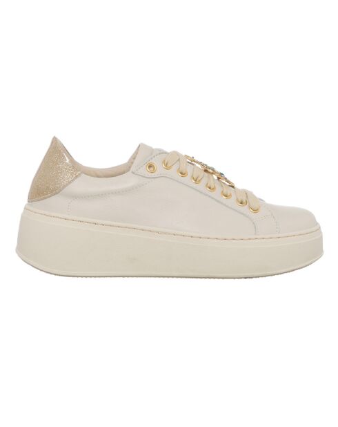 Sneakers en Cuir Pala beige/vert