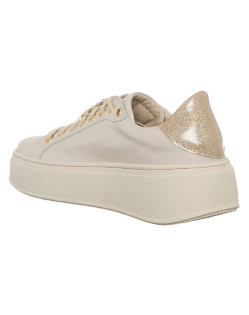 Sneakers Pala aus beige/grünem Leder