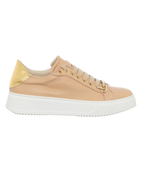 Sneakers en Cuir Sosa beige/Doré/blanc
