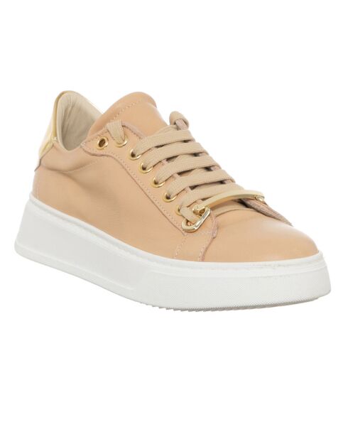 Sneakers en Cuir Sosa beige/Doré/blanc