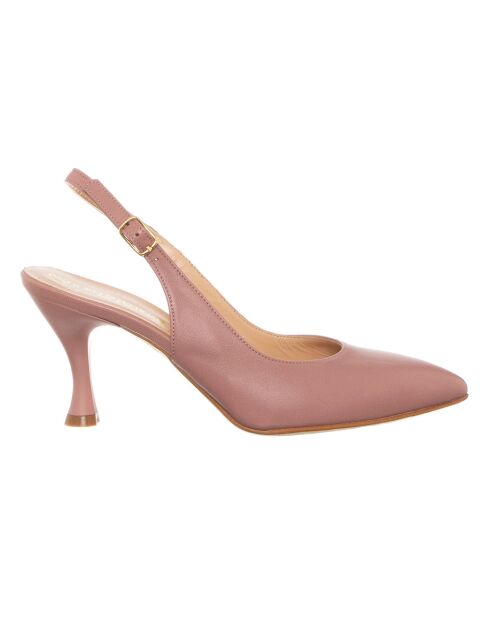 Slingbacks en Cuir Lota vieux rose - Talon 7.5 cm