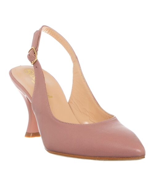 Slingbacks en Cuir Lota vieux rose - Talon 7.5 cm