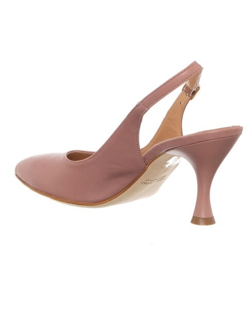 Slingbacks en Cuir Lota vieux rose - Talon 7.5 cm
